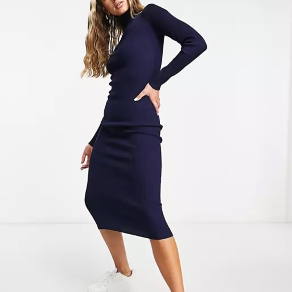 Misguided knitted roll neck midaxi dress